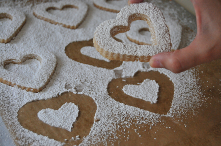 Heart Cookies and Powdered Sugar